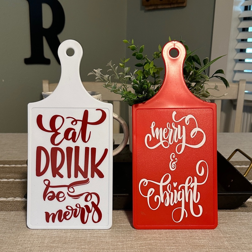 Red and White Holiday Cutting Boards - Plastic